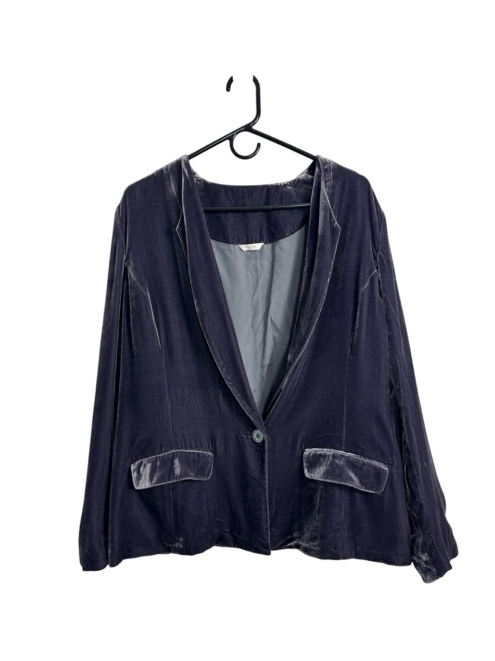 Poetry Crushed Velvet Purple Gray Blazer Size 14